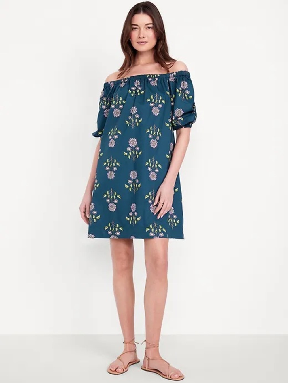 Old Navy | Navy Blue Floral Off-Shoulder Dress